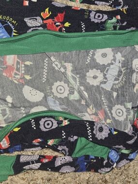 Little Sleepies Black and Green Monster Truck Pajama Set